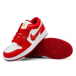 Nike Air Jordan 1 Low-Top Vintage Basketball Shoes Women's White Red