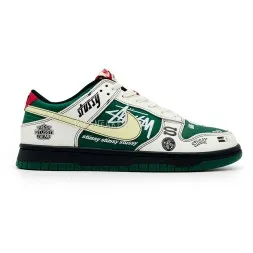 Nike SB Dunk Low Retro White Green Stussy