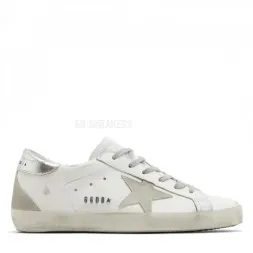 Golden Goose Super-Star With Silver Heel Tab and Metal Stud Lettering