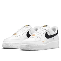Nike Air Force 1 Low 07 Essential White Black Gold Mini Swoosh