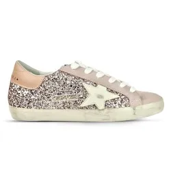 Golden Goose Super-Star in Silver Glitter With Leather Star and Heel Tab