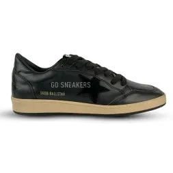 Golden Goose Ball Star Men’s in Black Nappa With Suede Star and Nappa Heel Tab