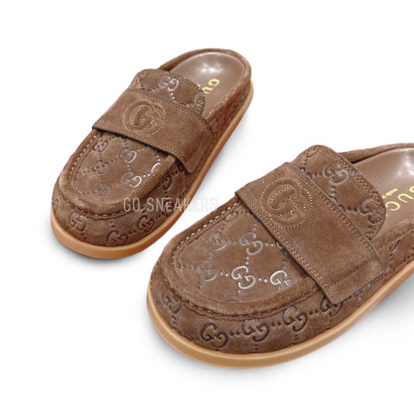Женские сабо Gucci Sabo Suede Brown