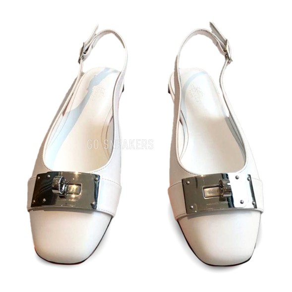 Женские босоножки Hermes Leather Flats White