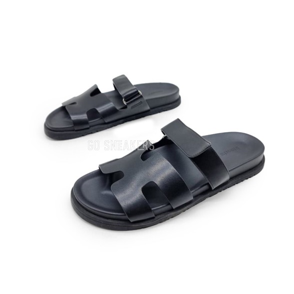 Унисекс сандалии Hermes Flip-flops Leather Glossy Black