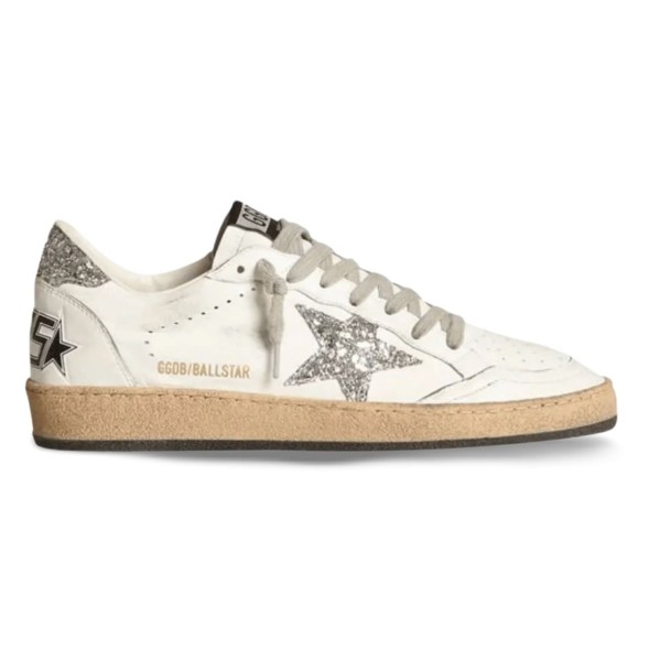 Женские кеды Golden Goose Ball Star Silver Glitter Ice Grey