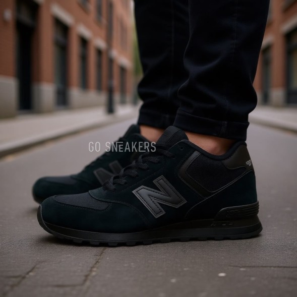 Мужские зимние кроссовки New Balance 574 Winter Black Suede