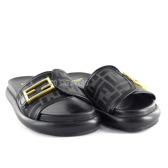 Женские шлёпанцы Fendi Slippers Black
