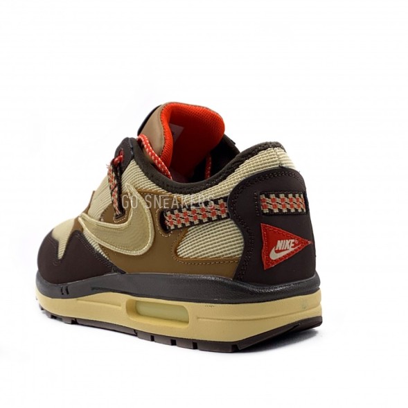 Мужские кроссовки Travis Scott x Nike Air Max 1 - Baroque Brown/Lemon Drop-Wheat-Chile Red