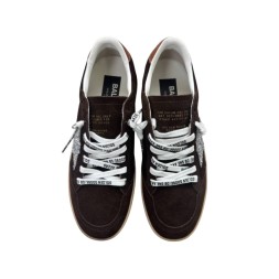 Golden Goose Ball Star Brown Suede with Silver Glitter Star