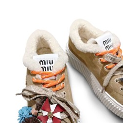 Miu Miu Winter Sneakers Platform Suede Sand