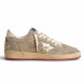 Женские кеды Golden Goose Ball Star Beige Suede with Gold metallic leather star and Bead lettering