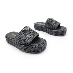 Prada Flip-flop Knitted Textile Black